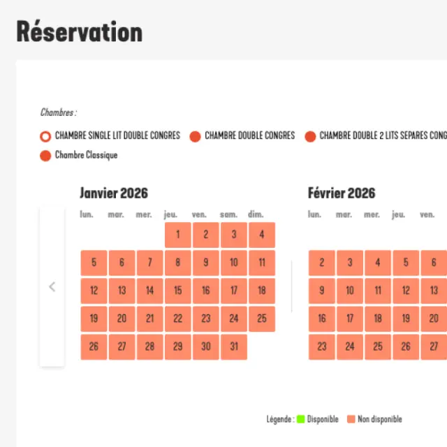 Widget de réservation calendrier